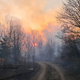 A wildfire near the village of Volodymyrivka, in the exclusion zone around the Chernobyl nuclear power plant.